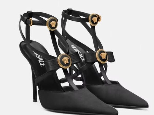 Gianni Ribbon Cage Pointed Toe Pump