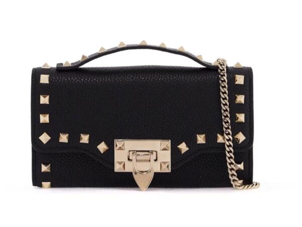 Valentino Garavani Wallet on chain rockstud Vitello Stampa Alce