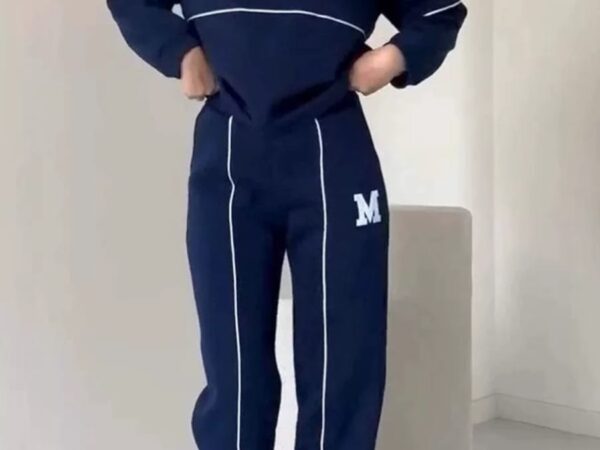 Irresistible Women's Retro Varsity Quarter-Zip Tracksuit | Oversized Jogger Set | Norion Luxury (S to 3X)