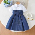 Stylish Girls' Denim Shirt Dress | Toddler Jean Skirt Look | Norion Luxury