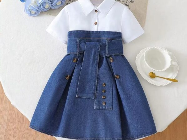 Stylish Girls' Denim Shirt Dress | Toddler Jean Skirt Look | Norion Luxury