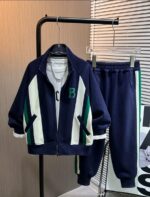 Boys' Varsity Bomber Jacket Tracksuit | Navy & Green Athleisure Set | Norion Luxury (Ages 4-13)