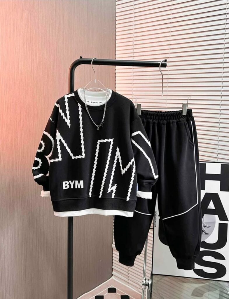 Boys' Lightning Bolt Graphic Tracksuit | High-Contrast Sweatshirt & Joggers | Norion Luxury (Ages 4-13)