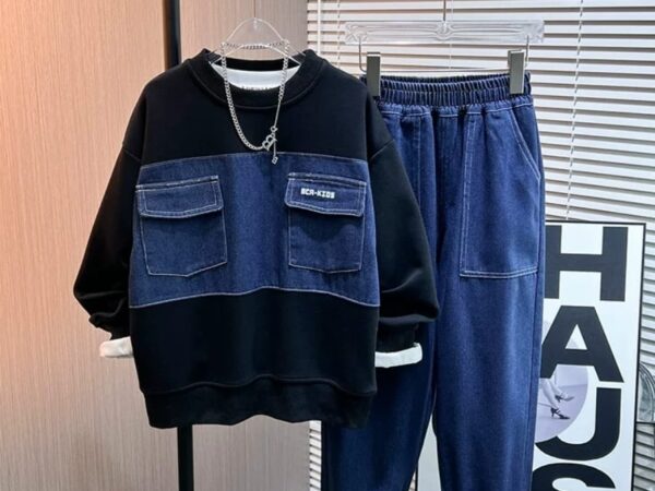 Boys' Hybrid Comfort Denim Tracksuit | Hoodie & Jogger Set | Norion Luxury (Ages 4-13)