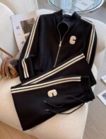 Irresistible Women's Premium Zip-Up Tracksuit | Classic Black & Grey Panel Detail | Sizes L to 4XL