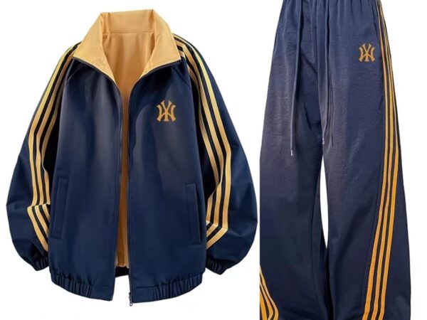 Norion Luxury Reversible Nylon Tracksuit Oversized Windbreaker & Wide Leg Pants