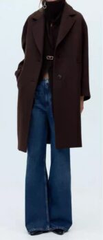 Zara Style Classic Mid-Length Lapel Coat - Black & Camel | £40