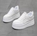 Platform Wedge Sneakers - 8cm Hidden Heel, High Lift | Black & White | £30