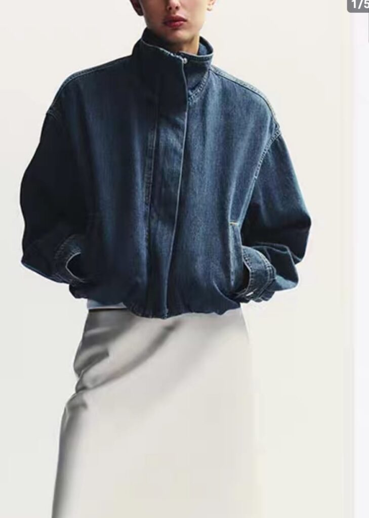 Zara TRF Style Denim Trucker Jacket - Light Blue Wash | Cropped Fit | £35