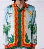 Luxury Silk Satin Shirt - Royal Blue, Mint Green & Mandarin Orange | Flowing Fit | £40