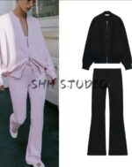 Norion Luxury Oversized Bomber Tracksuit with Wide Leg Trousers