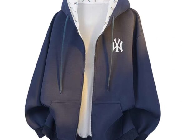 Norion Luxury Oversized Zip-Up Hoodie with Floral Print Lined Hood