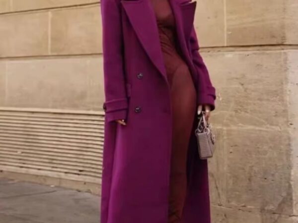 Norion Luxury Vibrant Magenta Double-Breasted Maxi Wool Coat