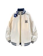 Norion Luxury Oversized Varsity Bomber Jacket with Stand-Up Collar