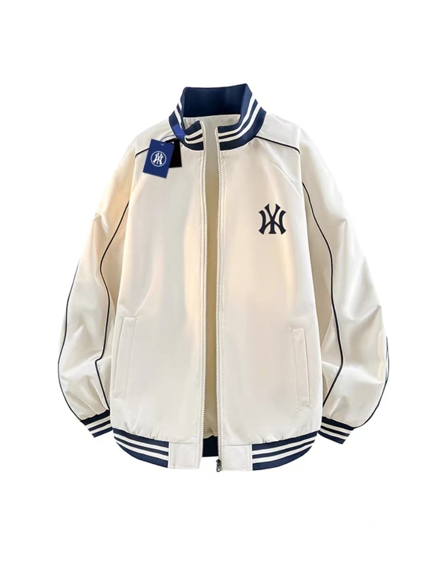 Norion Luxury Oversized Varsity Bomber Jacket with Stand-Up Collar