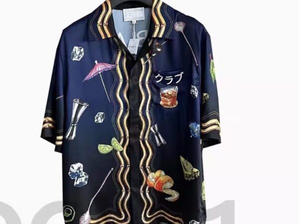 Norion Luxury Japanese Print Club Shirt - Silk Blend Men's Cocktail Party Shirt