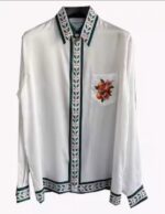 Norion Luxury Casablanca-Style 'Oranges En Fleur' Silk Shirt - Men's White Floral Resort Dress Shirt