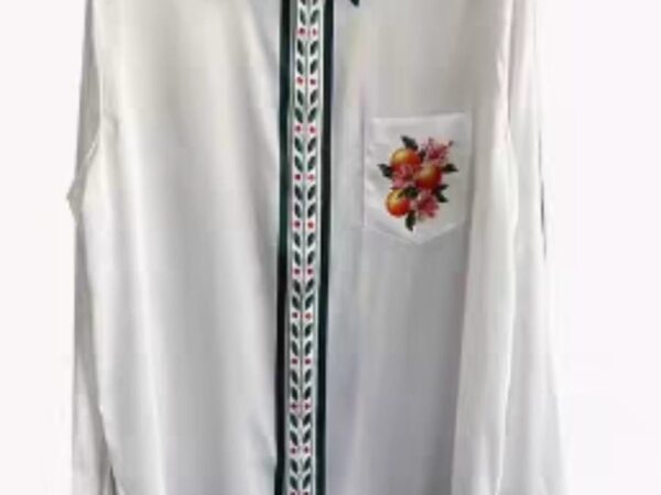 Norion Luxury Casablanca-Style 'Oranges En Fleur' Silk Shirt - Men's White Floral Resort Dress Shirt