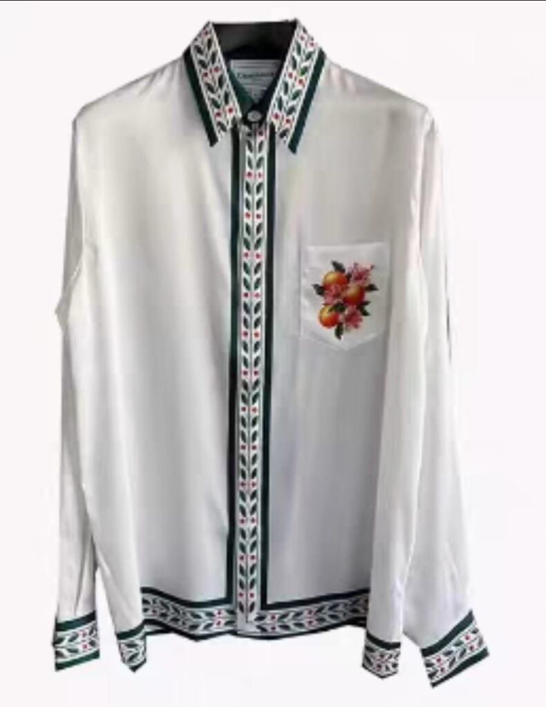 Norion Luxury Casablanca-Style 'Oranges En Fleur' Silk Shirt - Men's White Floral Resort Dress Shirt