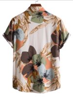 Norion Luxury Men's Abstract Floral Hawaiian Shirt - Four Colors: Black, Cream, Red, Yellow Beach Resort Shirt