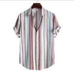 Norion Luxury Men's Bold Stripe Cuban Collar Shirt - Multi-Color Short Sleeve Resort Shirt