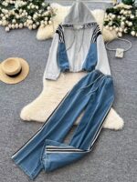 Irresistible Ladies Mixed-Media Two-Piece Set | Half-and-Half Vibrant Pink Fabric & Denim Co-ord | Sizes S to XL