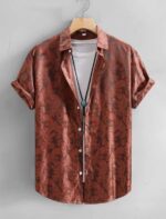 Norion Luxury Men's Paisley Jacquard Short-Sleeve Cuban Collar Shirt - Four Color