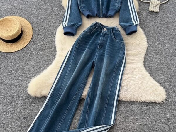 Irresistible Ladies All-Denim Two-Piece Set | Light Wash Zip Hoodie & Utility Joggers Co-ord | Sizes S to XL