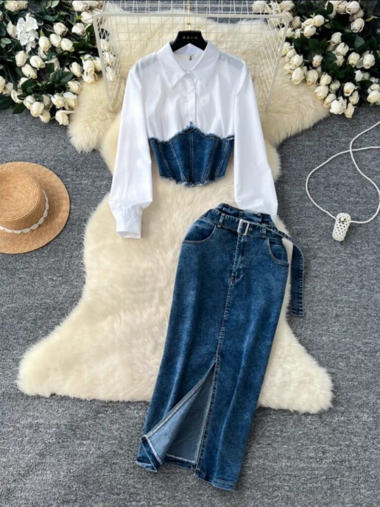 Irresistible Ladies Ribbed Knit Two-Piece Set | Long Sleeve Cropped Top & Midi Skirt Co-ord | Sizes S to XL