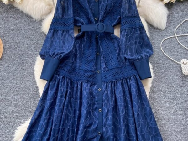 Luxury Embroidered Lace Maxi Dress - Belted & Modest | Norion Luxury