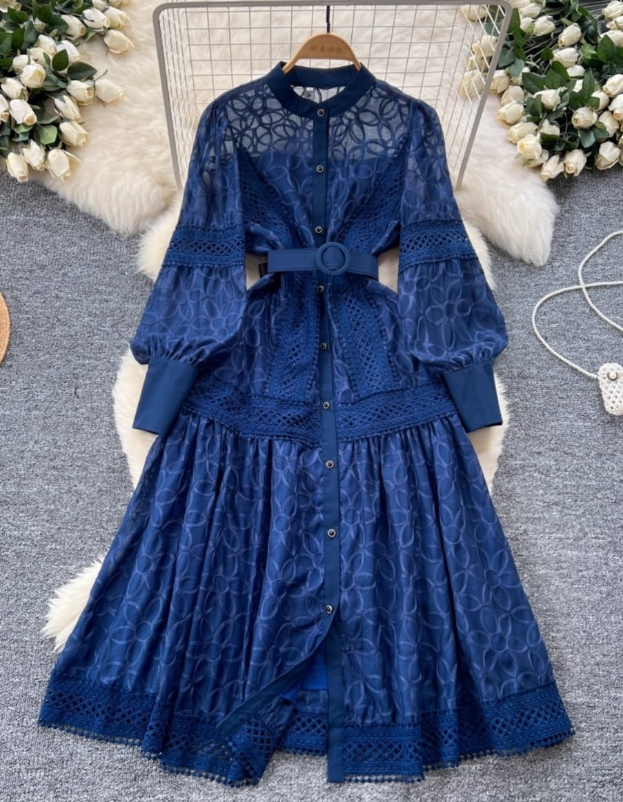 Luxury Embroidered Lace Maxi Dress - Belted & Modest | Norion Luxury Luxury Embroidered Lace Maxi Dress - Belted & Modest | Norion Luxury