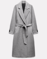 Zara Long Sleeve Long Coat with Belt