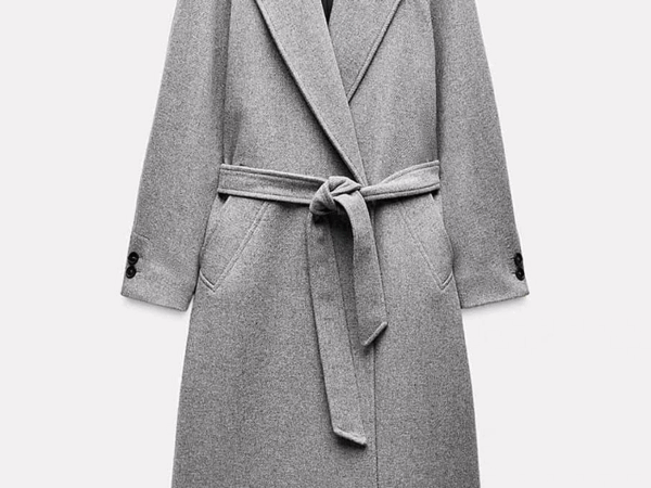 Zara Long Sleeve Long Coat with Belt