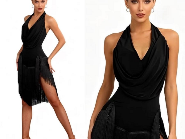 Layered Tassle Halter Neck Short Dress